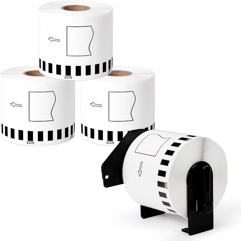 GreaTeam Replacement for Brother DK-2205 DK2205 Continuous Paper Labels 2-3/7" x 100'(62mm x 30.48m) Compatible with Brother QL-800 QL-820NWB, QL-500 QL-700Label Printers, 4 Rolls+1 Frame - Image 1
